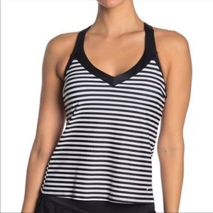 NWT Nike: Small Black/White Stripped Women’s Cross Strap Swim Tank Top